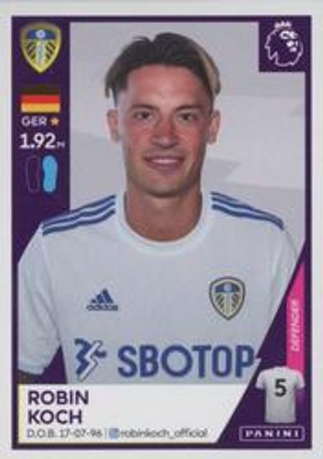 #259 Robin Koch (Leeds United) Panini Premier League 2021 Sticker Collection