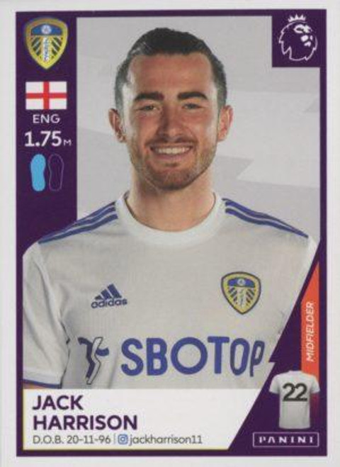 #272 Jack Harrison (Leeds United) Panini Premier League 2021 Sticker Collection
