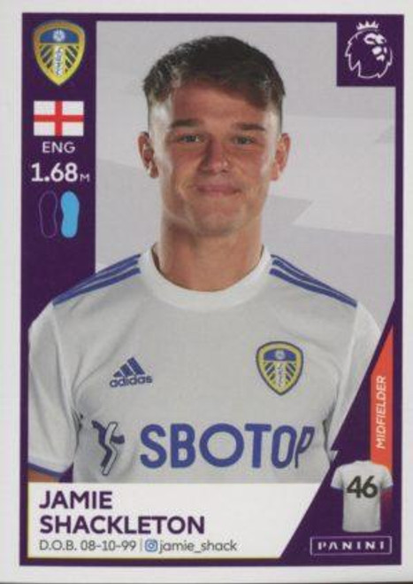 #275 Jamie Shackleton (Leeds United) Panini Premier League 2021 Sticker Collection