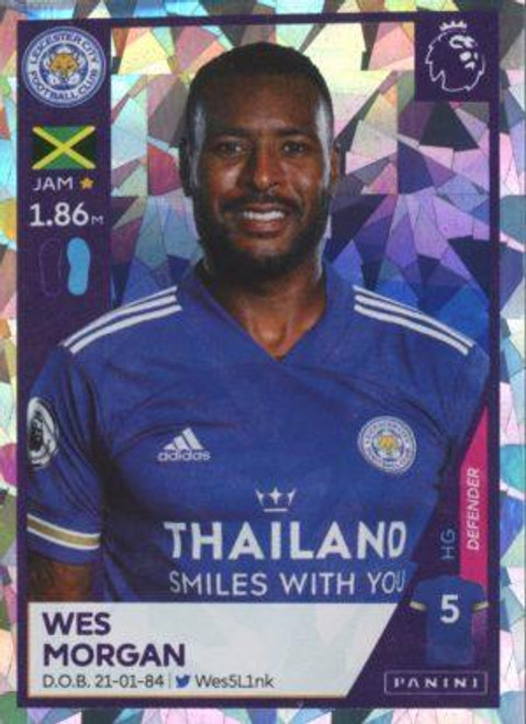 #290 Wes Morgan (Leicester City) Panini Premier League 2021 Sticker Collection