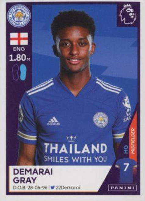 #294 Demarai Gray (Leicester City) Panini Premier League 2021 Sticker Collection