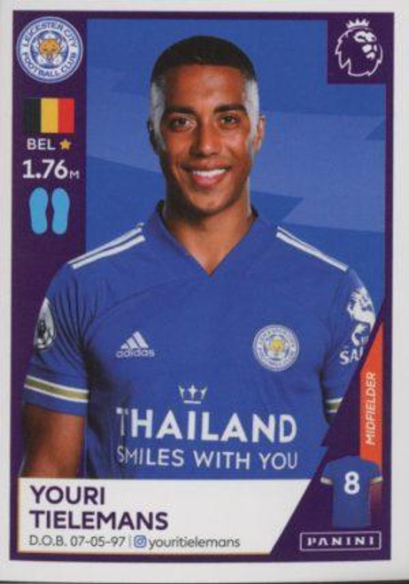 #295 Youri Tielemans (Leicester City) Panini Premier League 2021 Sticker Collection