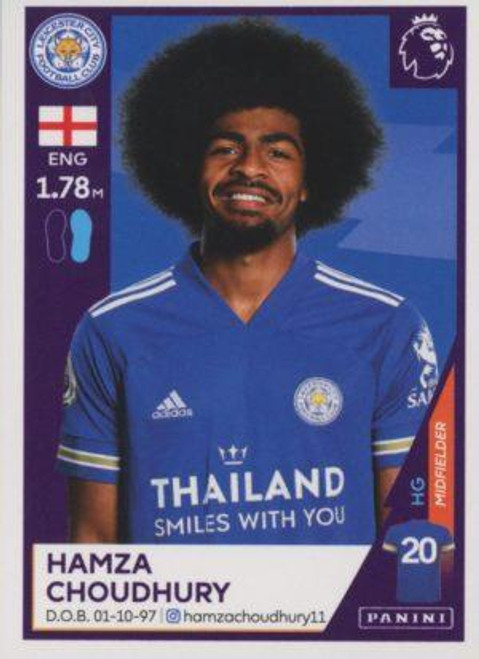 #301 Hamza Choudhury (Leicester City) Panini Premier League 2021 Sticker Collection
