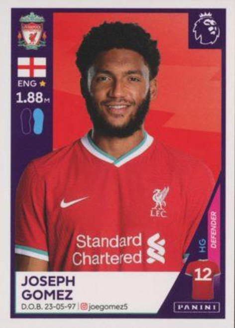 #357 Joseph Gomez (Liverpool) Panini Premier League 2021 Sticker Collection