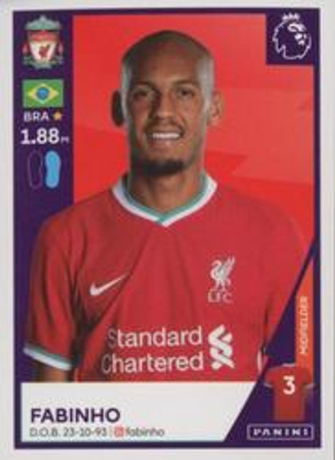 #362 Fabinho (Liverpool) Panini Premier League 2021 Sticker Collection