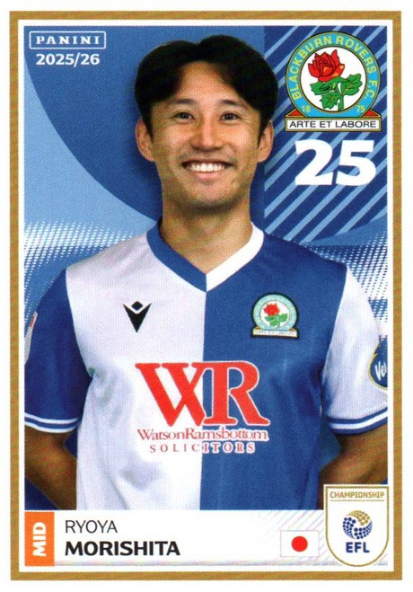 #49 Ryoya Morishita (Blackburn Rovers) Panini EFL 2025/26 Sticker Collection