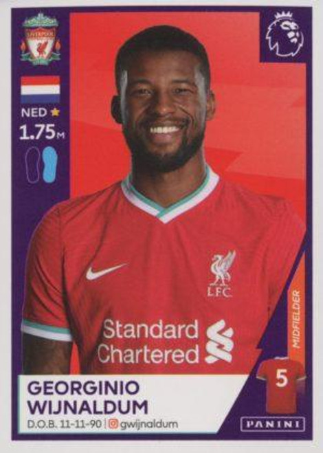 #363 Georginio Wijnaldum (Liverpool) Panini Premier League 2021 Sticker Collection