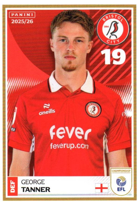 #62 George Tanner (Bristol City) Panini EFL 2025/26 Sticker Collection