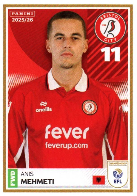 #69 Anis Mehmeti (Bristol City) Panini EFL 2025/26 Sticker Collection