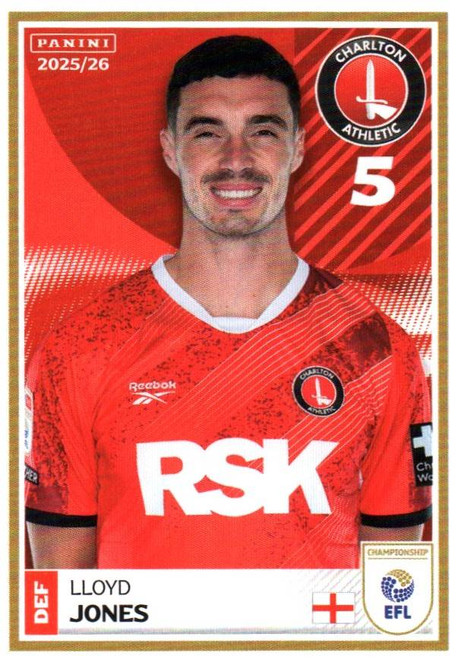 #76 Lloyd Jones (Charlton Athletic) Panini EFL 2025/26 Sticker Collection