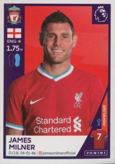 #366 James Milner (Liverpool) Panini Premier League 2021 Sticker Collection