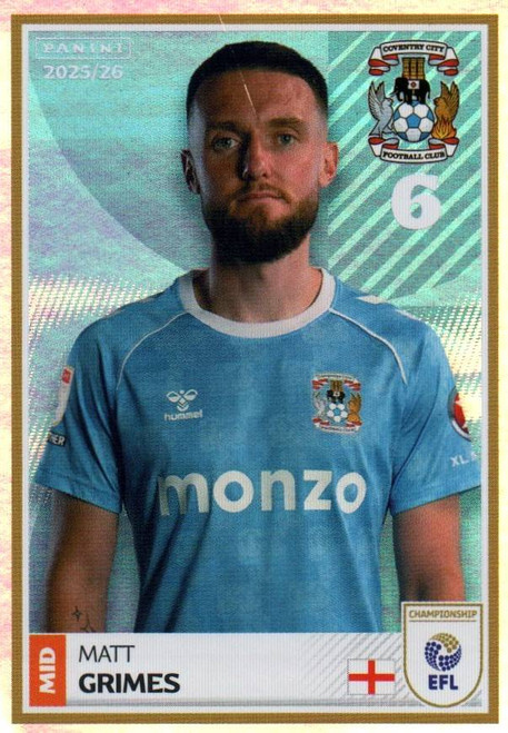 #99 Matt Grimes (Coventry City) Panini EFL 2025/26 Sticker Collection