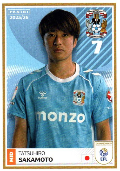 #100 Tatsuhiro Sakamoto (Coventry City) Panini EFL 2025/26 Sticker Collection