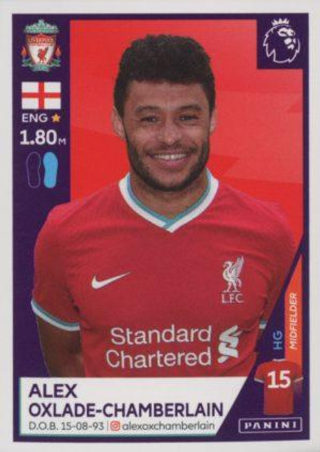#369 Alex Oxlade-Chamberlain (Liverpool) Panini Premier League 2021 Sticker Collection
