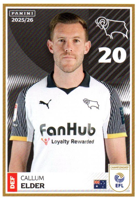 #113 Callum Elder (Derby County) Panini EFL 2025/26 Sticker Collection