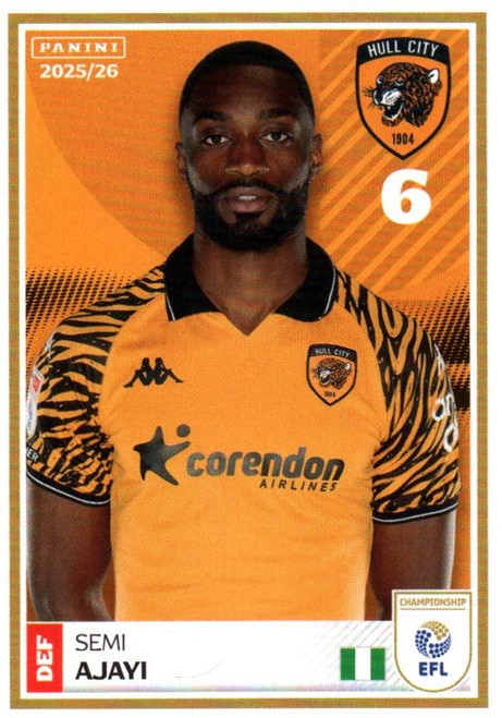 #131 Semi Ajayi (Hull City) Panini EFL 2025/26 Sticker Collection