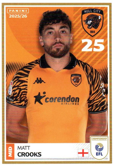 #135 Matt Crooks (Hull City) Panini EFL 2025/26 Sticker Collection