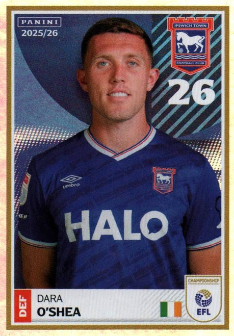 #149 Dara O'Shea (Ipswich Town) Panini EFL 2025/26 Sticker Collection
