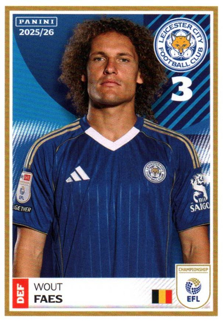 #164 Wout Faes (Leicester City) Panini EFL 2025/26 Sticker Collection