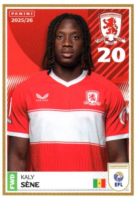 #195 Kaley Sene (Middlesbrough) Panini EFL 2025/26 Sticker Collection
