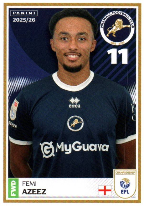 #213 Femi Azeez (Millwall) Panini EFL 2025/26 Sticker Collection