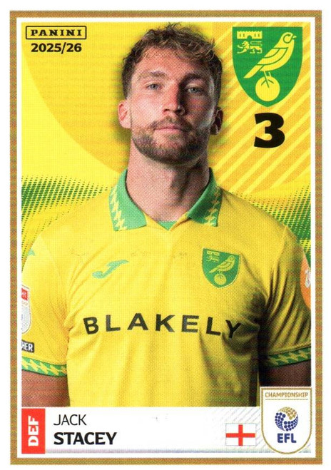 #218 Jack Stacey (Norwich City) Panini EFL 2025/26 Sticker Collection