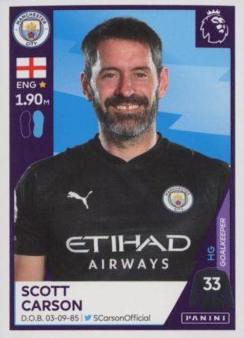 #384 Scott Carson (Manchester City) Panini Premier League 2021 Sticker Collection