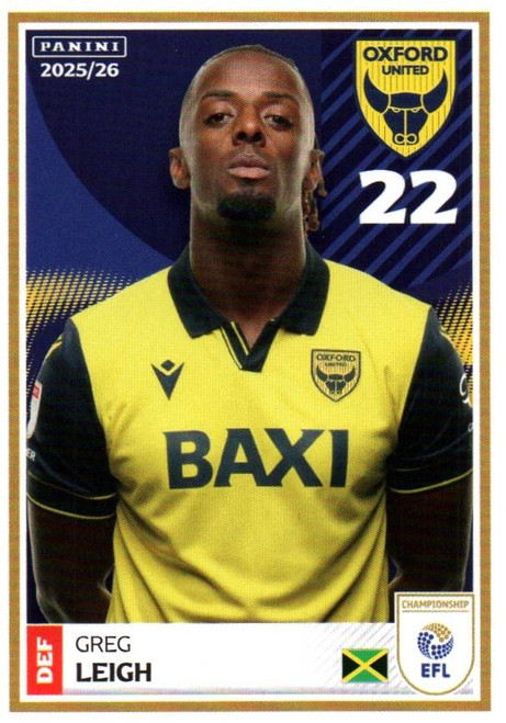 #264 Greg Leigh (Oxford United) Panini EFL 2025/26 Sticker Collection