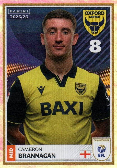 #268 Cameron Brannagan (Oxford United) Panini EFL 2025/26 Sticker Collection