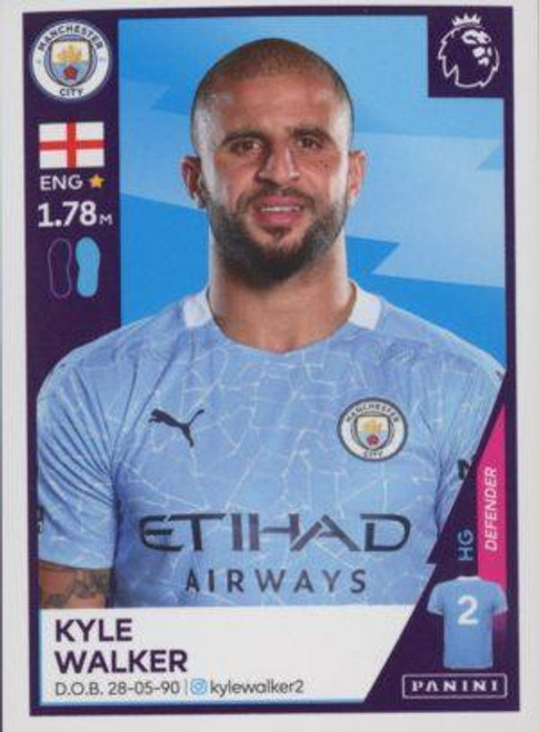 #385 Kyle Walker (Manchester City) Panini Premier League 2021 Sticker Collection