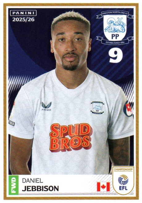 #308 Daniel Jebbison (Preston North End) Panini EFL 2025/26 Sticker Collection