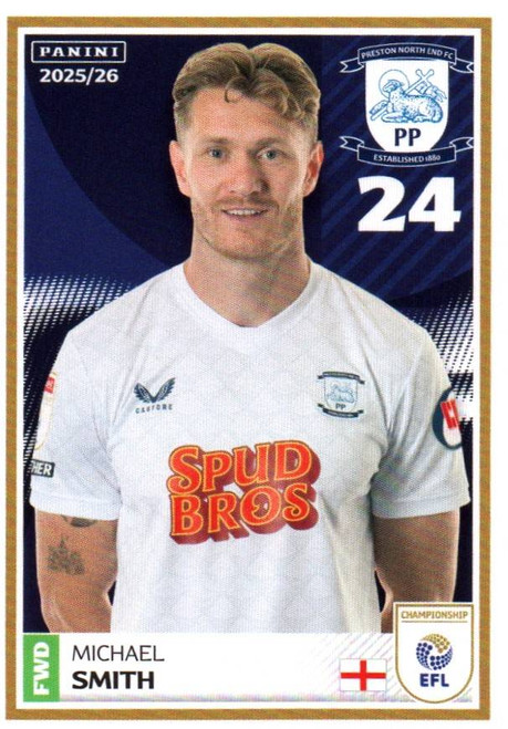 #309 Michael Smith (Preston North End) Panini EFL 2025/26 Sticker Collection