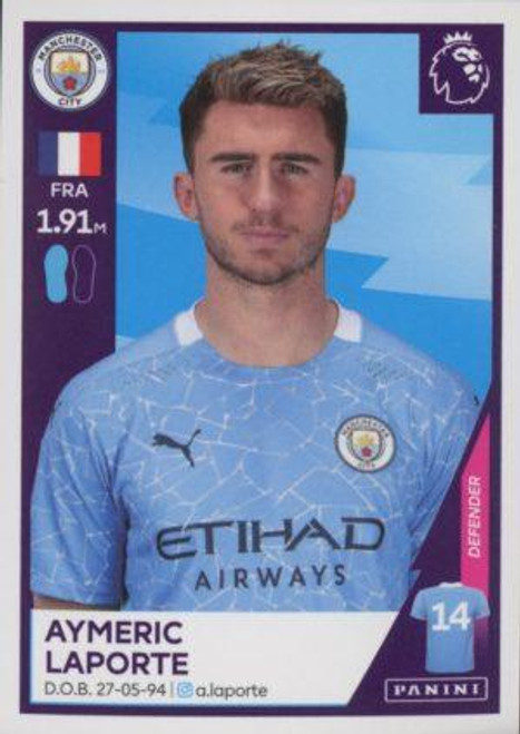 #389 Aymeric Laporte (Manchester City) Panini Premier League 2021 Sticker Collection