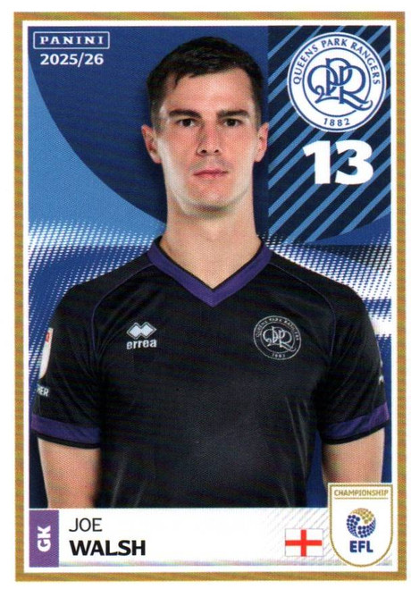 #313 Joe Walsh (Queens Park Rangers) Panini EFL 2025/26 Sticker Collection