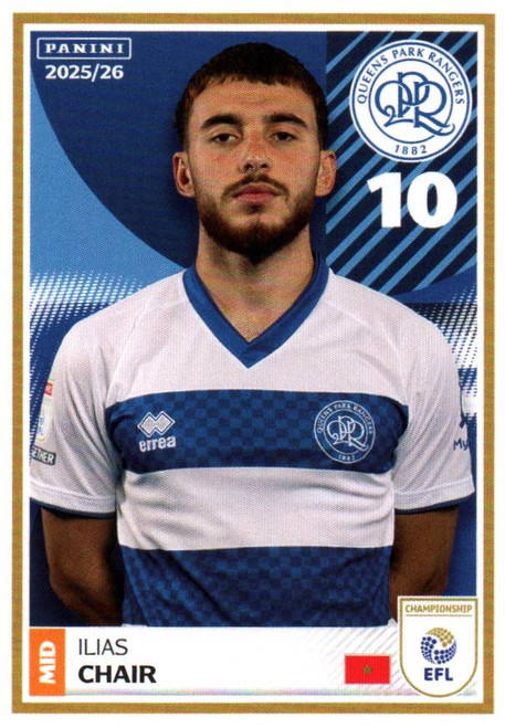 #322 Ilias Chair (Queens Park Rangers) Panini EFL 2025/26 Sticker Collection