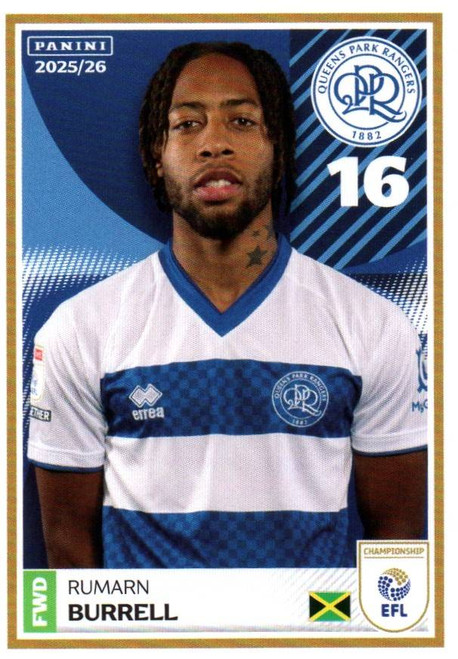 #328 Rumarn Burrell (Queens Park Rangers) Panini EFL 2025/26 Sticker Collection