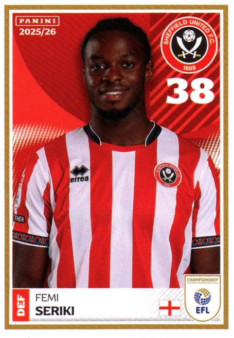 #336 Femi Seriki (Sheffield United) Panini EFL 2025/26 Sticker Collection