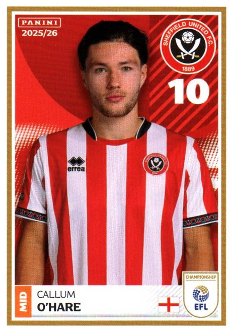 #340 Callum O'Hare (Sheffield United) Panini EFL 2025/26 Sticker Collection