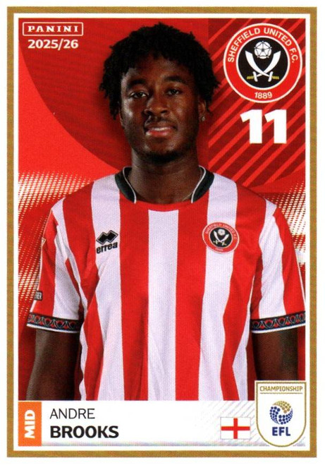 #341 Andre Brooks (Sheffield United) Panini EFL 2025/26 Sticker Collection