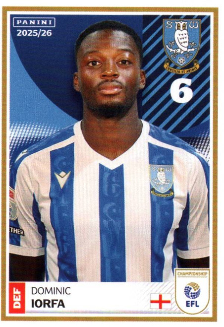 #353 Dominic Iorfa (Sheffield Wednesday) Panini EFL 2025/26 Sticker Collection