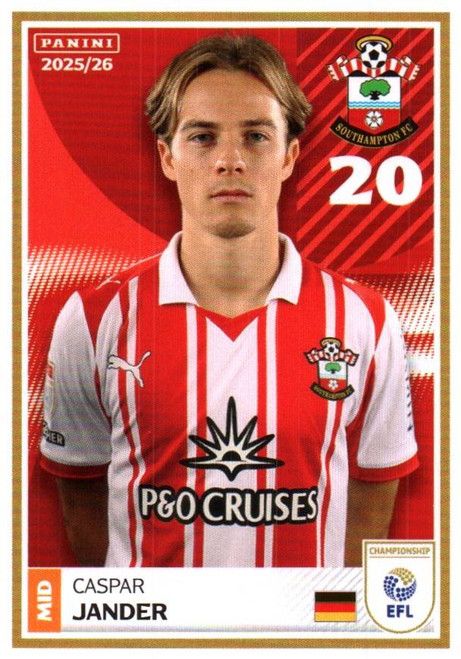 #378 Caspar Jander (Southampton) Panini EFL 2025/26 Sticker Collection