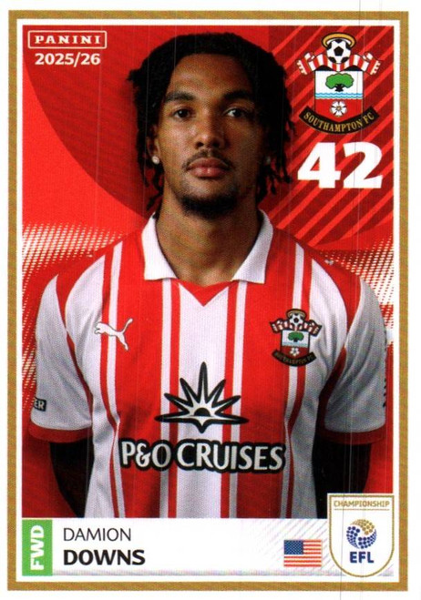 #382 Damion Downs (Southampton) Panini EFL 2025/26 Sticker Collection