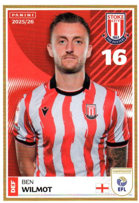 #387 Ben Wilmot (Stoke City) Panini EFL 2025/26 Sticker Collection