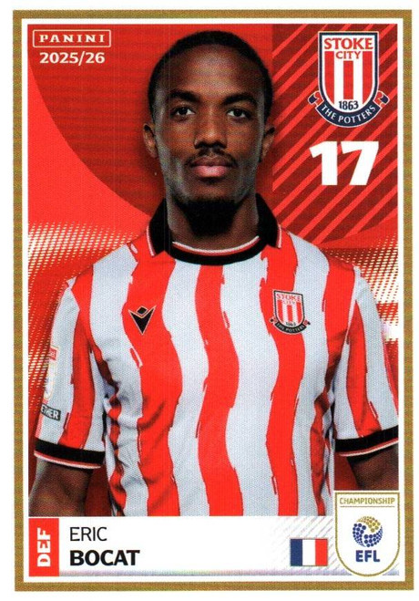#388 Eric Bocat (Stoke City) Panini EFL 2025/26 Sticker Collection