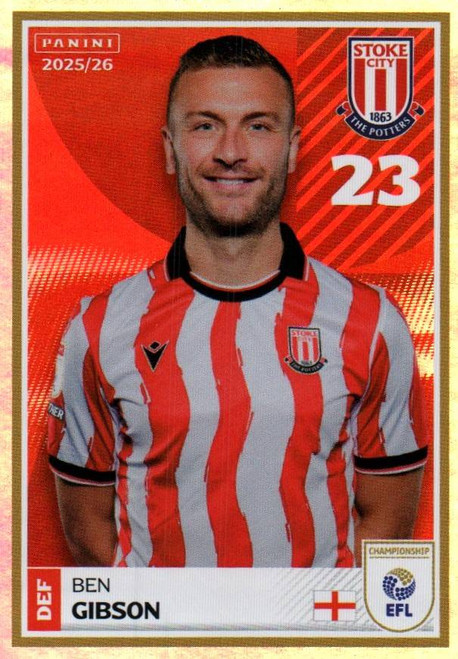 #390 Ben Gibson (Stoke City) Panini EFL 2025/26 Sticker Collection