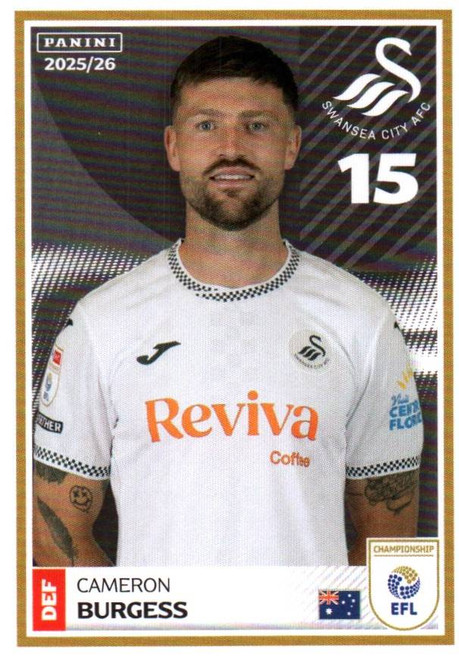 #407 Cameron Burgess (Swansea City) Panini EFL 2025/26 Sticker Collection