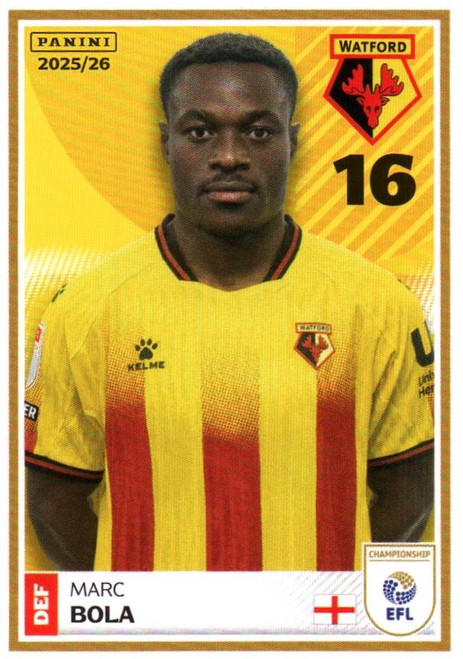 #424 Marc Bola (Watford) Panini EFL 2025/26 Sticker Collection