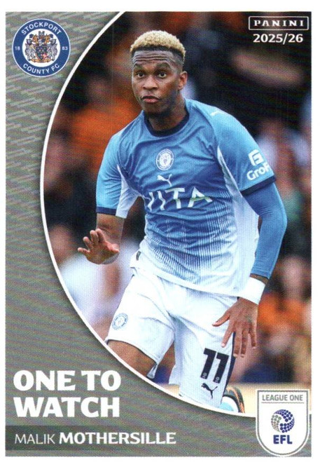 #480 Malik Mothersaille (Stockport County) Panini EFL 2025/26 Sticker Collection ONE TO WATCH