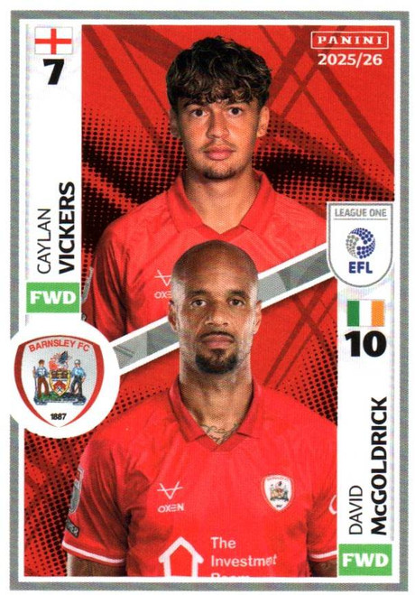 #500 Caylan Vickers/ David McGoldrick (Barnsley) Panini EFL 2025/26 Sticker Collection