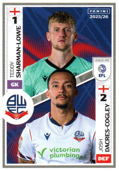 #510 Teddy Sharman-Lowe/ Josh Dacres-Cogley (Bolton Wanderers) Panini EFL 2025/26 Sticker Collection